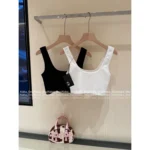 CHROME HEARTS Hot Girl Must-Have ~ 🤍 2025 Spring/Summer Collection - Metal Cross Logo Stretch Ribbed Knit Tank Top for Women - Image 9