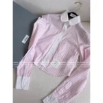THOM BROWNE 2025 Spring/Summer Collection 🎀 Pink Vertical Striped Shirt - Korean Instagram Style & Preppy Aesthetic - Image 5