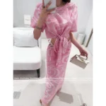 Chanel 2025M CoCo Beach Resort Collection 💗 Bow-Tie Blouse & Wrap Skirt Set - Adjustable Ties & Flowy Silhouette - Image 8