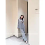 Dior 2025SS Spring/Summer Collection 🆕 Jacquard Logo Sheer Shirt Set - Notch Collar Sun Protection Top & Relaxed Pants - Image 15
