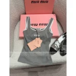 miumiu 25SS Spring/Summer Collection 🩶 Layering Essential Top - Stretchy Knit Camisole w/ Petal Hem - Image 6
