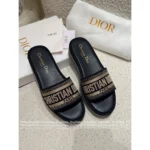 Dior 2025 Spring/Summer Collection ⭐️ Heavyweight Embroidery Platform Slides - Leather Upper w/ Jacquard Logo & Chunky Sole - Image 10