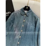 Chanel 2025C Spring/Summer Collection 🌈 Couture Feather-Embellished Denim Shirt - Ombré Crystal Wash & 3D Plume Detailing 🪶 - Image 12