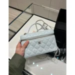 Chanel In Stock ☑️ 2025P Ultra-Selling LP Box Bag 🌸 New Sakura Pink / Baby Blue Colors - Imported Full Leather - Image 12