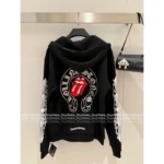 CHROME HEARTS 2025SS Early Fall Lip Print Hoodie 👄 Sanskrit Logo Zip-Up Sweatshirt with Red Lips Design** - Image 4