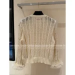 VALENTINO 2025SS Early Fall Runway Knit 🤍 Elegant Loop Yarn Cardigan with Pearl Buttons & Sequins** - Image 10