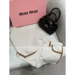 miumiu 25SS Spring/Summer Collection 🔎 Yoona Jang Inspired Denim Set - Letter Logo Jacket / Tube Top / High-Waist Shorts - Image 18