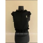 Chanel 25A Summer Collection 🖤 Pleated Ruffle Sleeveless Top - Brooch Logo & Minimalist Elegance - Image 17