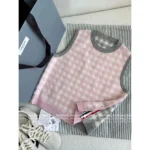 THOM BROWNE 2025SS Spring/Summer Collection 👧 Grey-Pink Plaid Knit Set - Round Neck Vest/Cardigan - Image 5