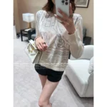 Hermes 2025 Early Fall Collection 🐎 "Rich Girl Private Wardrobe" - Silk-Blend Knit Top w/ Jacquard Logo & Print Panels - Image 6