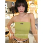 miumiu 25SS New Colorway 🥑 Women's Elastic Knit Tube Top - K-Pop Girl Group Inspired Letter Logo - Image 18