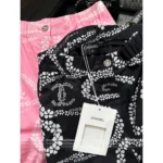 Chanel 25M Coco Beach Resort Collection 🖤 High-Waisted Straight-Leg Pants - Slimming Print Logo & Vacation Ready - Image 2