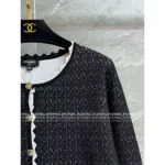 Chanel 2025B Early Fall Collection 🖤 Color-Block Trim Cardigan - Black Base w/ Subtle Glitter & Lace Edging - Image 7