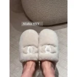 Chanel 2025 Fall/Winter Collection 🦙 Plush Big Logo Slippers - Extra-Thick Wool & Chunky Platform Sole - Image 5