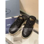 Prada Lazy Girl’s Favorite! 2025S New △ Triangle Logo Genuine Leather / Metallic Accent Lace-Up Mules for Women - Image 10