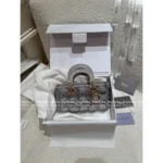 Dior 2025 Early Spring Limited Edition - D-Joy Satin Embroidered Lace Handbag - Grey Pearl Horizontal Tote - Image 8