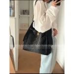 Chanel Jennie's Private Style 🖤 2025SS Early Spring Heavy Denim Tote Bag - Detachable Metal Chain ⛓️ & Drawstring Design*30*15cm💲370 - Image 15