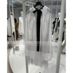 Chanel 2025C Runway Collection 🤍 "Rich Girl" Heirloom Cape - Heavyweight 100% Mulberry Silk w/ Dramatic Bow - Image 13