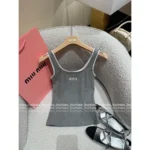 miumiu 25SS Spring/Summer Collection 🩶 Layering Essential Top - Stretchy Knit Camisole w/ Petal Hem - Image 5