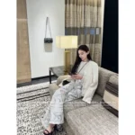 Chanel 2025M CocoBeach Resort Collection 🔎 High-Waisted Wide-Leg Jeans - Slimming Straight Cut w/ Printed Logo - Image 5