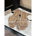 Chanel 25B Fall/Winter Collection 🐑 Backpack Buckle Slides - Shearling Loafers with Metal Logo - Image 3