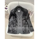 MAISON MARGIELA Patchwork Design Wool Jacket with Embroidered Logo Pocket & Suit Lining, Loose Fit, Unisex - Image 3