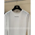 Chanel 25B Early Fall Collection 🎀 Rhinestone Logo Layered Tee - Mock Two-Layer Cotton Long Sleeve - Image 11