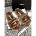 Chanel 25B FW Embroidered Logo Slippers 🐑 Lambswool House Slides & Lazy Home Shoes - Image 5