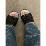 Chanel 2025SS Spring/Summer Collection 🖤 Embroidered Logo Platform Slides - Quilted Block Heel & Genuine Lambskin - Image 11