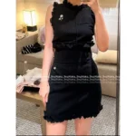 Chanel 25A Summer Collection 🖤 Pleated Ruffle Sleeveless Top - Brooch Logo & Minimalist Elegance - Image 16