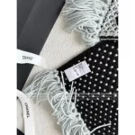Chanel 25B Fall/Winter Collection 🧣 Black-White Cashmere Scarf - Gold Thread Fringe w/ Heart Jacquard Logo - Image 5