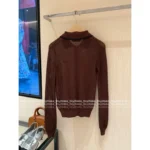 miumiu 25SS Spring/Summer Collection 🤎 Maillard Color Scheme - Openwork Jacquard Cotton Knit Cardigan w/ Letter Logo - Image 5