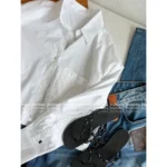 Louis Vuitton 2025SS Spring/Summer Collection 🔍 Women's Embroidered Pocket Short Shirt - Cropped White Blouse - Image 5