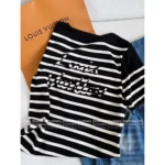 Louis Vuitton 2025SS Early Fall Collection 🔍 Jacquard Logo Stripe Tee - Round Neck Short Sleeve Knit Top - Image 10