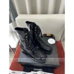 Chanel 25B Haute Atelier Collection 🔛 Round-Toe Leather Boots - Patchwork Logo & Block Heel w/ Lambskin Lining - Image 5