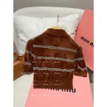 miumiu 2025 Spring/Summer Collection 🐻 Maillard Tone Polo Tee - American Retro Hot Girl Style w/ Notch Collar & Striped Jacquard Logo - Image 14