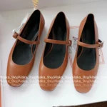 Hermes Classic Versatile "Old Money" Jane Ballet Flats 🐎 - Goatskin Mary Janes (Timeless Design) - Image 8