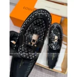 Louis Vuitton 👞2025Classic leather openwork lock loafers shoes ladies - Image 14