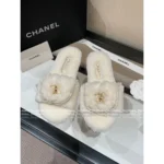 Chanel 25B Fall/Winter Collection 🐑 Backpack Buckle Slides - Shearling Loafers with Metal Logo - Image 2