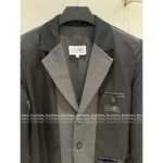 MAISON MARGIELA Patchwork Design Wool Jacket with Embroidered Logo Pocket & Suit Lining, Loose Fit, Unisex - Image 2