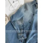 Prada 2025SS Early Autumn Heavy Enzyme Denim Inverted Triangle Logo Shirt Jacket - Image 4