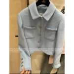 Chanel 2025B Fall/Winter Collection 🩵 Notch Collar Tweed Blazer - Cropped Woven Jacket with Patch Pockets - Image 22