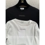 Chanel 25B Early Fall Collection 🎀 Rhinestone Logo Layered Tee - Mock Two-Layer Cotton Long Sleeve - Image 10