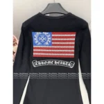 CHROME HEARTS 2025 Early Fall Collection  Back Print Flag Tee - Ribbed Long Sleeve Cotton Shirt - Image 9