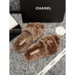 Chanel 25B FW Embroidered Logo Slippers 🐑 Lambswool House Slides & Lazy Home Shoes - Image 4