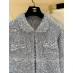Chanel 25B FW Artisan Lace Cardigan Set 🩵 Hand-Embroidered Knit & Skirt with Silk Lining** - Image 7