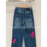 CHROME HEARTS SS25 Early Fall Collection 💗 Painted Print Cross Logo High-Waisted Flared Jeans for Women - Image 13