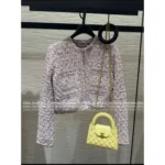 Chanel Dust Bag Packaging 🎀 2025SS Spring/Summer Collection - Crystal Button Cropped Jacket with Imported Yarn & Silk Printed Lining - Image 2