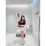 miumiu 25SS Early Fall Collection 🐻 Fake Two-Layer Knit Sweater - Preppy Brown Letter Logo Cropped Pullover - Image 5