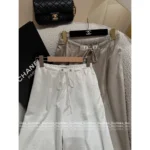 Chanel Exclusive Vintage Keep Edition ☑️ Vintage-Inspired Wide-Leg Pants - Comfy Waist Logo & Eco-Acetate Fabric - Image 11